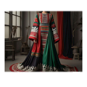 Vestido tradicional afgano para mujer, largo, hecho a mano, con bordado étnico, MOQ bajo, directo de fábrica, etiqueta privada, envío rápido - Product Image 1