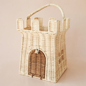 Rattan castle baskets new design handmade woven kids <b>bag</b> <b>toddler</b> storage basket with handle - Product Image 3