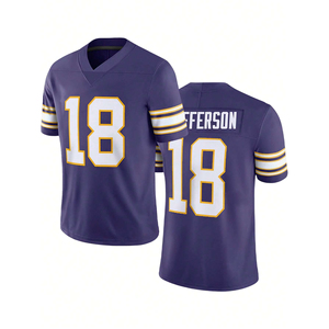 Custom Dark Blue V-Neck American Football Jersey Short Sleeve Sublimated Print Breathable Mesh Team <b>Name</b> Number Moisture Wicking - Product Image 6