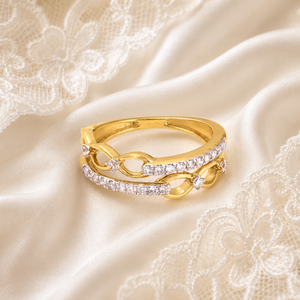 Anillo de diamantes cultivados en laboratorio Luxury Infinity Link para mujer en oro de 10K, 14K, 18K y plata 925, 935. Joyería fina de diseñador. - Product Image 1