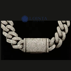 Chaîne Hip Hop personnalisée en argent sterling 925 avec maillons cubains et diamants Moissanite, provenant d'Inde, pour LOISTA JEWELS - Product Image 3
