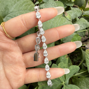 Bracelet en diamant taille poire, argent 925, classique pour femme, certifié IGI, couleur D, diamants cultivés en laboratoire - Product Image 6