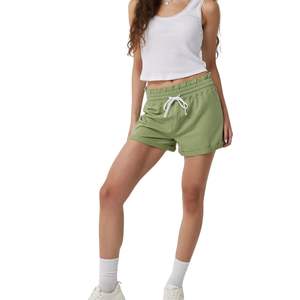 Shorts de sport en coton pour femmes, taille haute élastique, décontractés, pour l'été, avec cordon de serrage, logo personnalisé OEM, vente en gros - Product Image 2