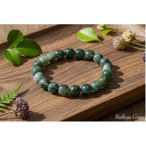 Moss Agate Trendy <b>Beaded</b> <b>Bracelet</b> Handcrafted Wholesale Natural Healing Crystal India - Product Image 2