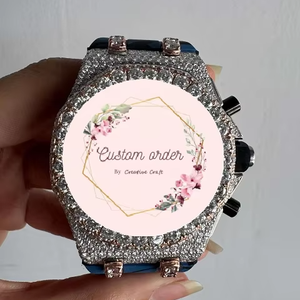 นาฬิกาข้อมือผู้ชายแบบกำหนดเอง หน้าปัดทรงกลม ประดับเพชรโมอิสซาไนต์ สายยาง สไตล์ฮิปฮอป หรูหรา พร้อมคริสตัลแซฟไฟร์ - Product Image 1