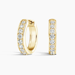 Women's Yellow Gold <b>Hoop</b> <b>Earrings</b> With Round Brilliant Cut lab grown Diamonds Classic Everyday Wear Style - Product Image 2