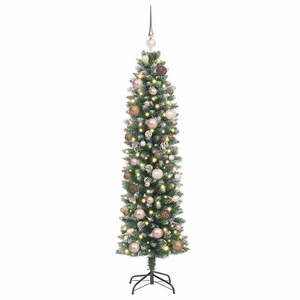 Sapin de Noël artificiel mince vert et blanc de 59,06 pouces - Product Image 3