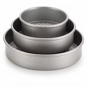 <b>Baking</b> pan grey non-stick textured bottom nesting round cake pans <b>set</b> for layer desserts <b>baking</b> pan - Product Image 1