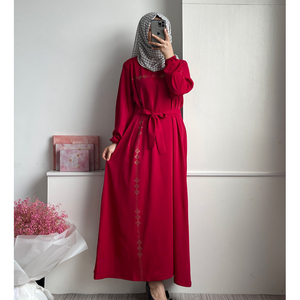 Vestidos Elegantes para Mujer al por Mayor, Vestidos Modestos con Mangas, Diseño de Lujo con Pedrería Dorada de Oriente Medio, Dubái, Abaya Árabe Larga para Mujer - Product Image 5