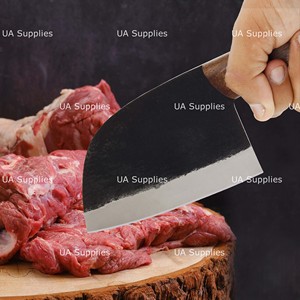 UA Supplies มีดเชฟเซอร์เบียเหล็กกล้าคาร์บอนตีขึ้นรูปด้วยมือ ขนาด 7 นิ้ว ด้ามจับไม้พะยูง ออกแบบตามหลักสรีรศาสตร์ ใช้งานได้ทั้งสองมือ สไตล์วินเทจ - Product Image 4