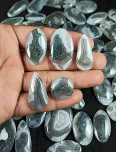Wholesale Natural Green Moss Agate Rare Solar Quartz Smooth Loose Gemstone Cabochon for Jewelry Making Natural Solar Quartz - Product Image 2