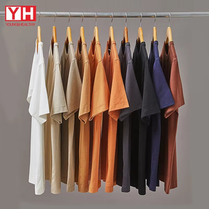 T-shirt en coton uni surdimensionné pour homme, manches courtes, col rond, coupe décontractée, jersey uni teint, longueur normale - Product Image 3