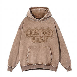 Sudaderas con Capucha para Hombre, Lavado Ácido, con Pedrería, Transpirables, Cómodas, Casuales, Modernas, Estilo Urbano, Mezcla de Algodón Suave, para Uso Diario - Product Image 1