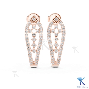 ต่างหูเพชรทรงกลมแบบเปิดครึ่งวงกลม ฝังเพชรแบบปาเว่ ทองคำแท้ 14K/18K  งานฝังเพชรแบบ CVD HPHT เพชรเพาะเลี้ยงในห้องปฏิบัติการ  เครื่องประดับหรูหราสำหรับงานแต่งงานสำหรับผู้หญิง - Product Image 5