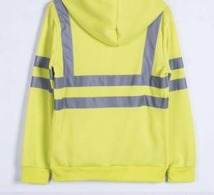 Sweat-shirt unisexe haute visibilité personnalisé en polyester ripstop, jaune fluorescent bicolore, réfléchissant et sérigraphié, pour la vente en gros - Product Image 5