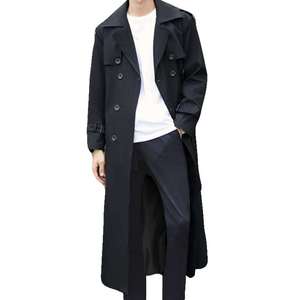 Men's Polyester Trench <b>Jacket</b> Long Fleece Turn Down Collar Thickened Washed <b>Winter</b> Coat with Pocket Wholesale - Product Image 4