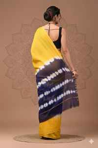 Plain Chanderi Silk Saree with Elegant Golden Border - Product Image 3