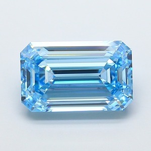 Diamante de laboratorio CVD azul intenso de corte esmeralda de 5.03 ct, VS2, pulido excelente, piedra preciosa azul rara para joyería de compromiso fina personalizada. - Product Image 1