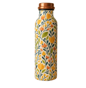 <b>Sticker</b> Enamel Printed Copper Metal Drinking Water Bottle Shiny Polished Durable Portable <b>Kitchen</b> Bottle at Low Price - Product Image 2