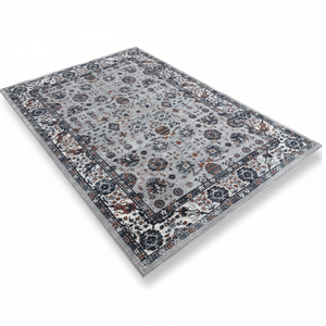 Alfombra Vintage Gris con Diseño Floral para Sala de Estar, Dormitorio, Decoración del Hogar, Patrón Clásico con Borde - Product Image 1