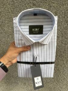 เสื้อเชิ้ตผู้ชายไซส์ XL ผ้าฝ้ายสั่งทำขายส่ง - เสื้อเชิ้ตแขนยาวลายทางสไตล์ลำลองสำหรับฤดูใบไม้ผลิแบบกระดุมแถวเดียว - Product Image 2