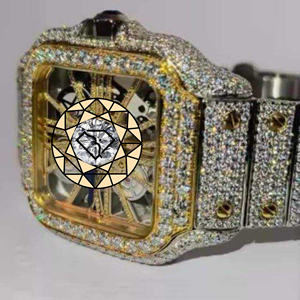 New Arrival Lab Diamond <b>Watch</b> Square <b>Case</b> for Men Automatic Mechanical Movement Two Tone Finish Style for Street <b>Watch</b> - Product Image 2