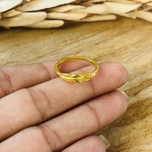 Trendy Design Brass <b>Rings</b> Boho Feather Band Minimalist Brass <b>Rings</b> For Women 18k Gold Plated Nature Jewelry Wholesale/OEM/ODM - Product Image 2