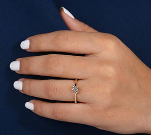 Lab Grown Diamond Ring Minimalist 14K Gold Ring Baguette Diamond Wedding Engagement Ring - Product Image 3