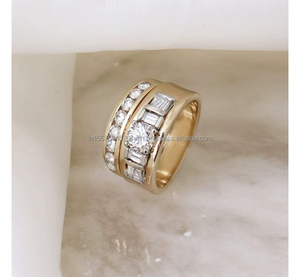 เพชร IGI Lab Grown ทรงวินเทจ ทอง 14k สีเหลือง ตัวเรือนแบบแฮนด์เมด สำหรับงานแต่งงาน/งานหมั้น  งานเลี้ยง  สำหรับทั้งชายและหญิง ทองคำขาวคุณภาพสูง สำหรับวันครบรอบ - Product Image 1