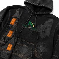 Sweat à capuche personnalisé pour homme, avec appliqué 'Maison Hantée' et effet vieilli, en polaire oversize, style streetwear hiver hip-hop, décontracté
