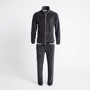 Men's Black Velour <b>Track</b> <b>Jacket</b> Full Sleeve Stand Collar Zipper Closure Casual Solid Color Midweight Polyester Autumn Wear - Product Image 6