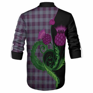 Chemise écossaise en gros à manches longues et à lacets, motif ghillie Jacobite, tartan feuille d'érable Canada avec motif de gazon des prés - Product Image 3