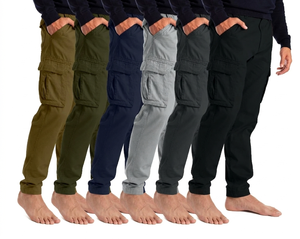 Men's Plain <b>Working</b> Multi-Pocket Strong Canvas <b>Cargo</b> Trousers with Drawstring Closure Elastic Waist Lightweight Design - Product Image 1