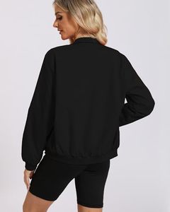Chaqueta Bomber Negra Sólida con Cierre para Mujer, Personalizable con Logotipo, Corte Ajustado, Estilo Casual Urbano, Ligera, Fabricante OEM - Product Image 6