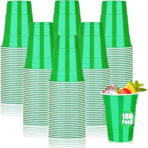 Confezione da 100 Bicchieri Monouso in Plastica Verde Resistente da 16 oz per Feste, Matrimoni, Compleanni, Lauree - Product Image 1