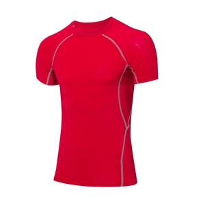 Men's <b>Black</b> Short Sleeve <b>Compression</b> Rash Guard Quick Dry Polyester Athletic <b>Shirt</b> - Product Image 2