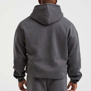 Sudadera con Capucha Gris para Hombre, Tejido de Algodón, Corte Holgado, Color Sólido, Casual, Transpirable, con Bolsillo, Manga Larga, para Otoño, Talla 360 - Product Image 1