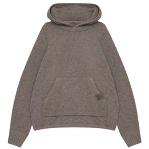 Sweat à capuche en tricot bouclé marron, coupe confortable et style décontracté, idéal pour les tenues décontractées et le confort - Product Image 1