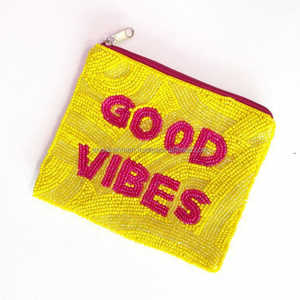 Preppy perlé été porte-monnaie pochette Vintage dame mode portefeuille broderie chaînes fleurs lettre décorations fermeture éclair bouton PU - Product Image 1