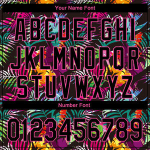 Impression personnalisée OEM en gros pour chemise, motif feuilles de palmier 3D noir et rose, style tropical, logo du nom de l'équipe, séchage rapide, coupe performante - Product Image 4