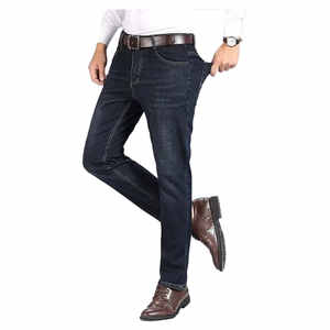 กางเกงยีนส์เดนิมแฟชั่นใหม่สำหรับผู้ชาย ผ้าฝ้าย 100% เอวกลาง สไตล์สตรีทแวร์ - Product Image 3