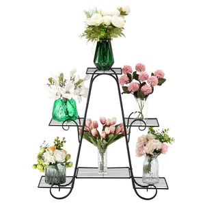 Artisasset Supporto per Piante in Vaso a 4 Livelli con 6 Strisce Verticali, Altezza 31 Pollici, Collezione YS, Vernice Nera, Confezione Singola - Product Image 1