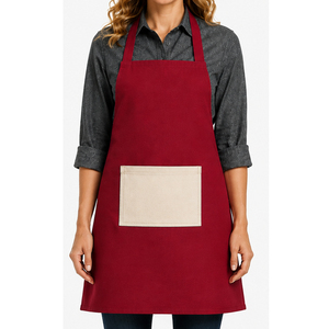 Personalized Solid Color Plain Style Kitchen Aprons with Pocket Eco-friendly Bib Apron <b>For</b> Cooking Supplier in India. - Product Image 1