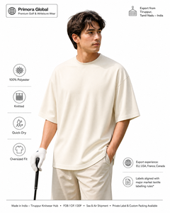 Primora Global Ensemble de T-shirts en polyester tricoté surdimensionnés pour hommes, séchage rapide, couleur unie, décontracté, été, golf, athleisure, manches courtes, ODM - Product Image 6