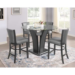 2 Sedie da Pranzo Contemporanee Glamour con Schienale Alto, Rivestimento in Tessuto Grigio Felpato, Struttura in Legno Nero Lucido, Imbottite e Imbottigliate - Product Image 5