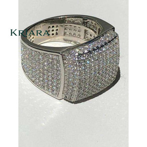 Bague pour homme en argent 925 plaqué or blanc avec diamants de laboratoire couleur D, style hip-hop, design carré, pour usage quotidien - Product Image 3