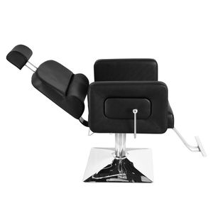 Poltrona da Barbiere Reclinabile con Poggiapiedi in Pelle PVC e Base Quadrata Zincata, Colore Nero, Capacità 300 libbre, Modello HZ8897B N001 - Product Image 6