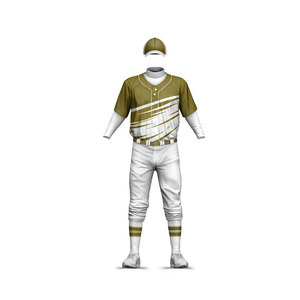 Maillot de baseball personnalisé unisexe Econex Sports en polyester respirant, uniforme pour adulte, impression par transfert thermique, vêtements de sport d'équipe, blanc et or - Product Image 1