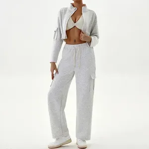 OEM 2026 New Arrival Winter Men's Polyester/Cotton Solid Pattern Stacked Sweatsuit <b>Set</b> <b>Plus</b> <b>Size</b> Acid Wash Flare <b>Jogger</b> - Product Image 2
