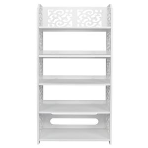 Scarpiera Bianca a Cinque Ripiani con Design Intagliato in Legno e Pannelli in Plastica - Product Image 3